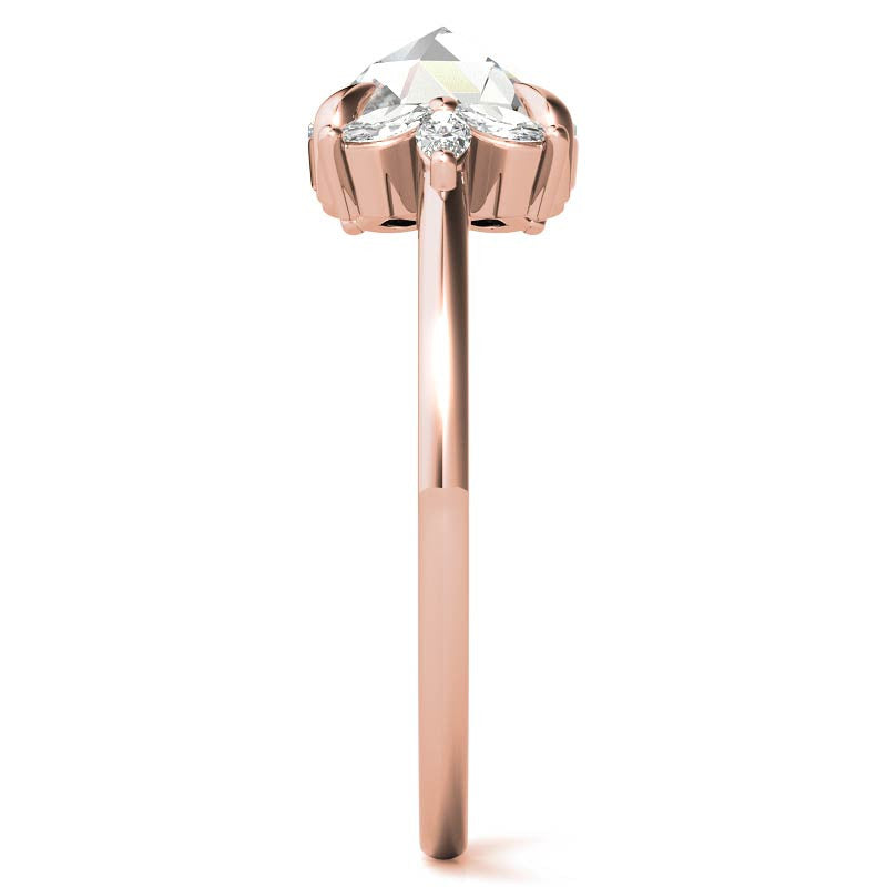 Rose and Marquise Moissanite Engagement Ring