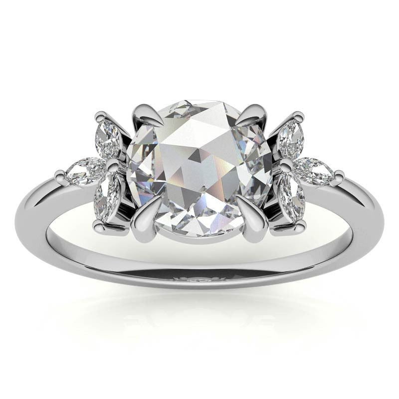 Rose and Marquise Moissanite Engagement Ring