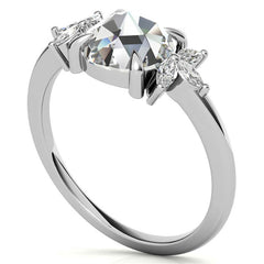 Rose and Marquise Moissanite Engagement Ring