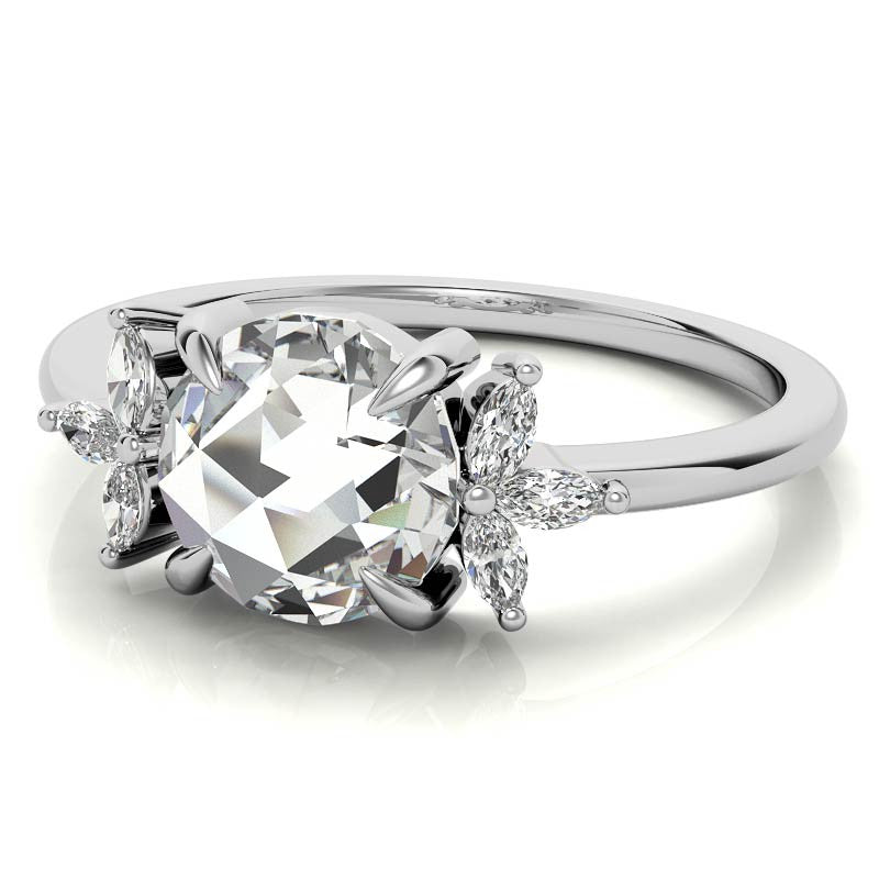 Rose and Marquise Moissanite Engagement Ring