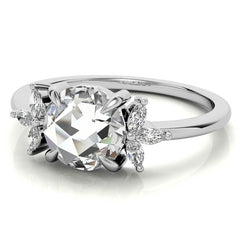 Rose and Marquise Moissanite Engagement Ring