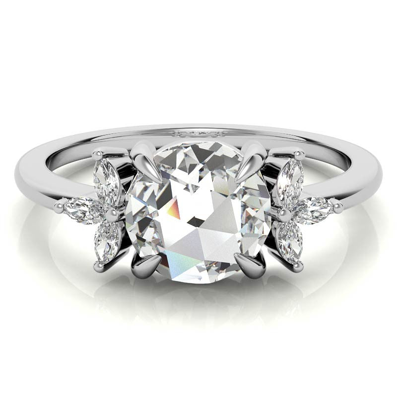 Rose and Marquise Moissanite Engagement Ring