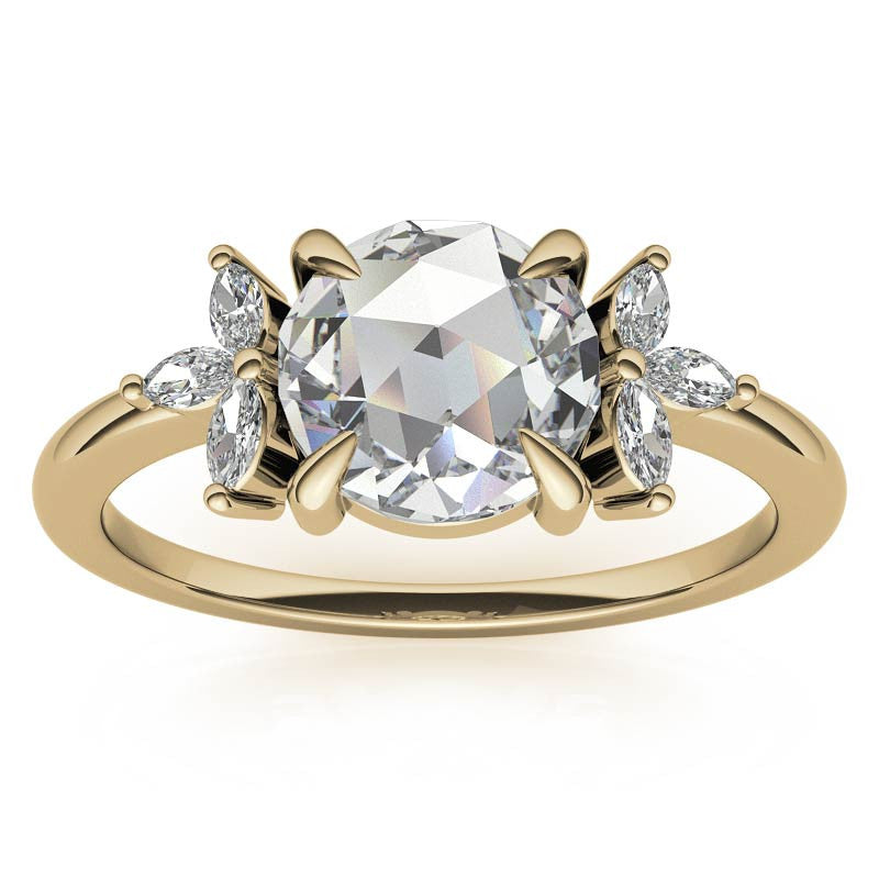 Rose and Marquise Moissanite Engagement Ring