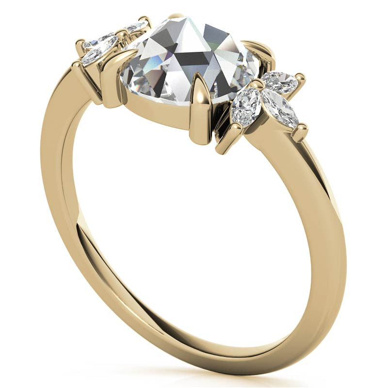 Rose and Marquise Moissanite Engagement Ring