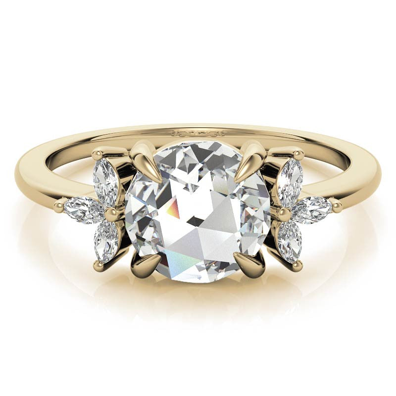 Rose and Marquise Moissanite Engagement Ring