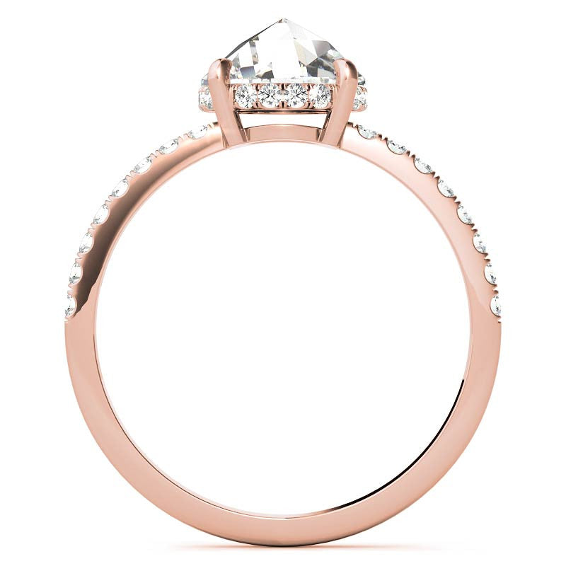 Rose Cut Moissanite Engagement Ring with Hidden Halo