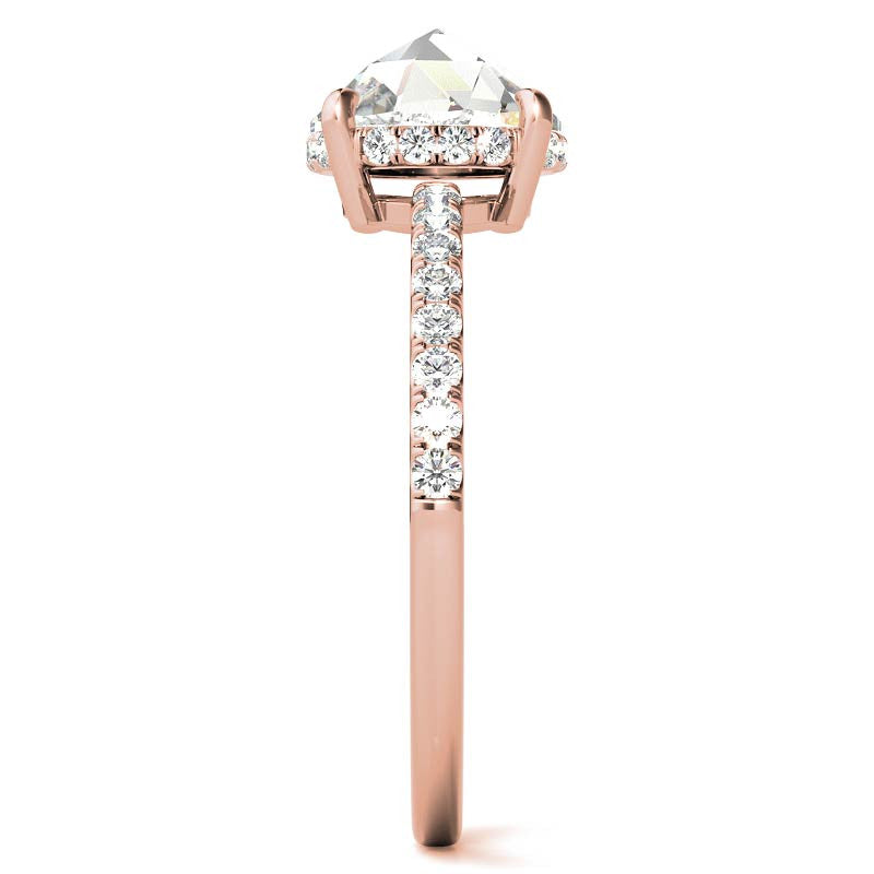 Rose Cut Moissanite Engagement Ring with Hidden Halo