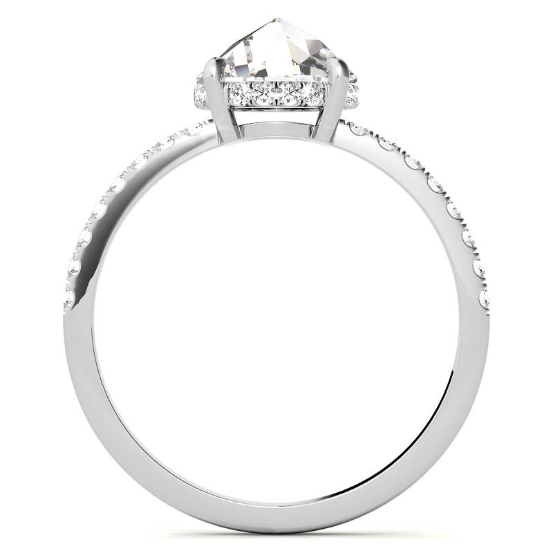 Rose Cut Moissanite Engagement Ring with Hidden Halo