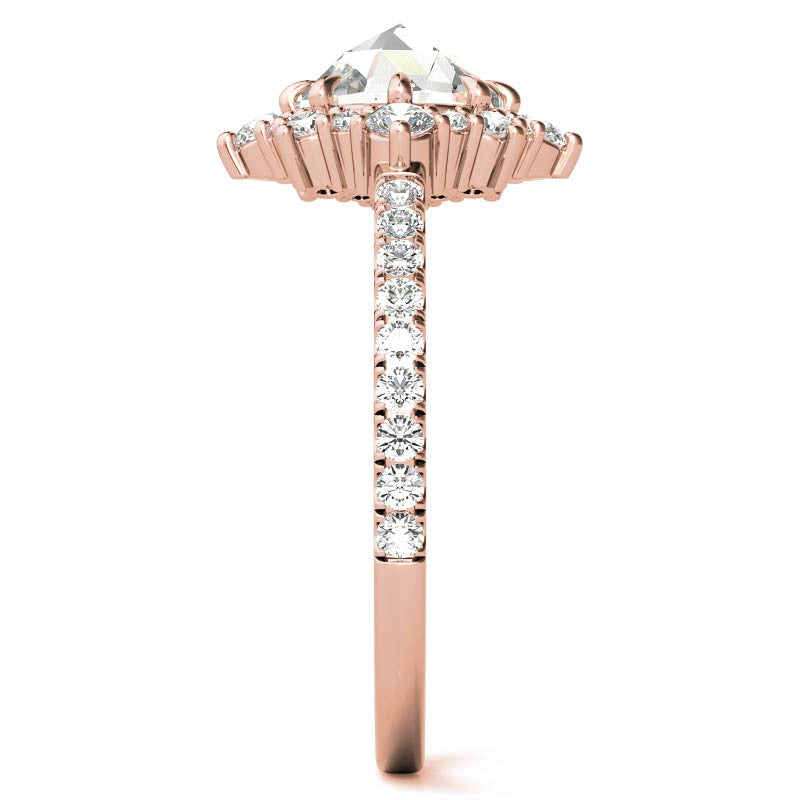 Rose cut Moissanite Cluster Halo Moissanite Engagement Ring