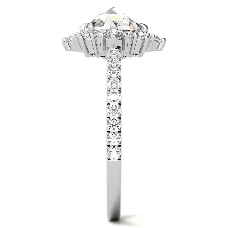 Rose cut Moissanite Cluster Halo Moissanite Engagement Ring