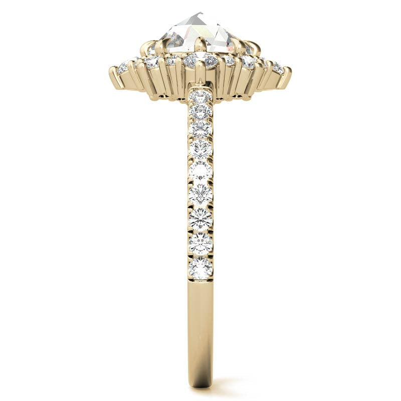 Rose cut Moissanite Cluster Halo Moissanite Engagement Ring