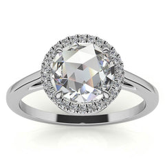 Rose cut Halo Moissanite Engagement Ring