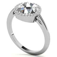 Rose cut Halo Moissanite Engagement Ring