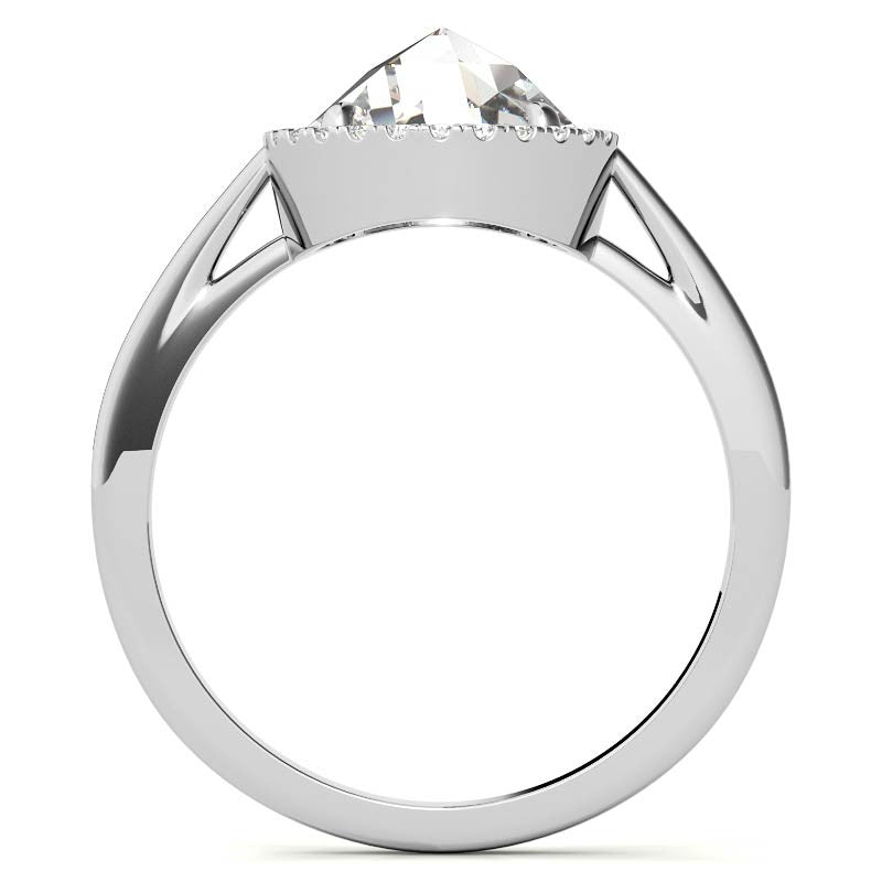 Rose cut Halo Moissanite Engagement Ring