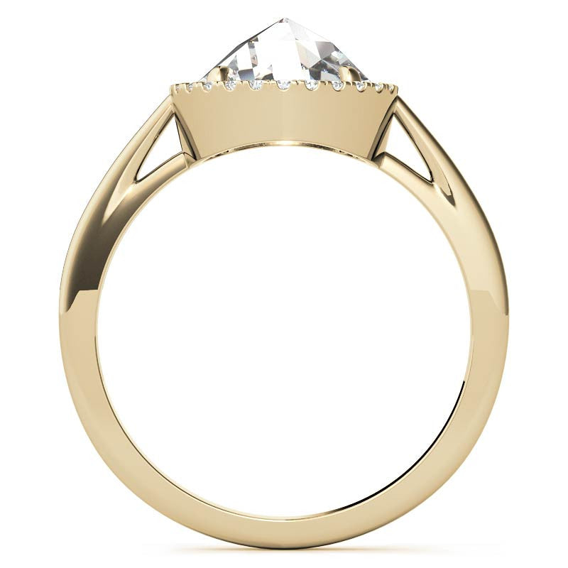 Rose cut Halo Moissanite Engagement Ring