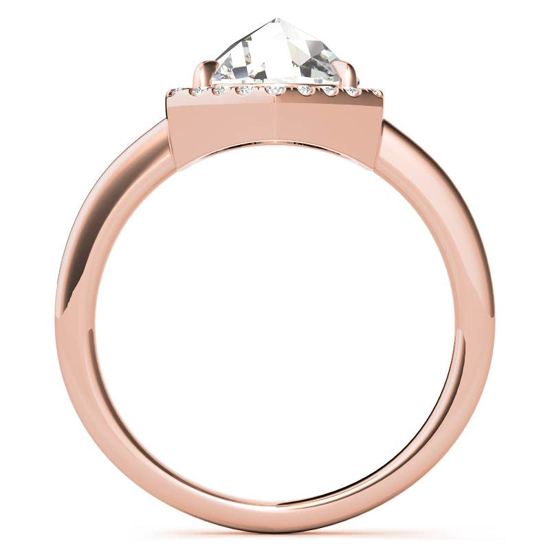 Rose Moissanite Hexagon Halo Engagement Ring