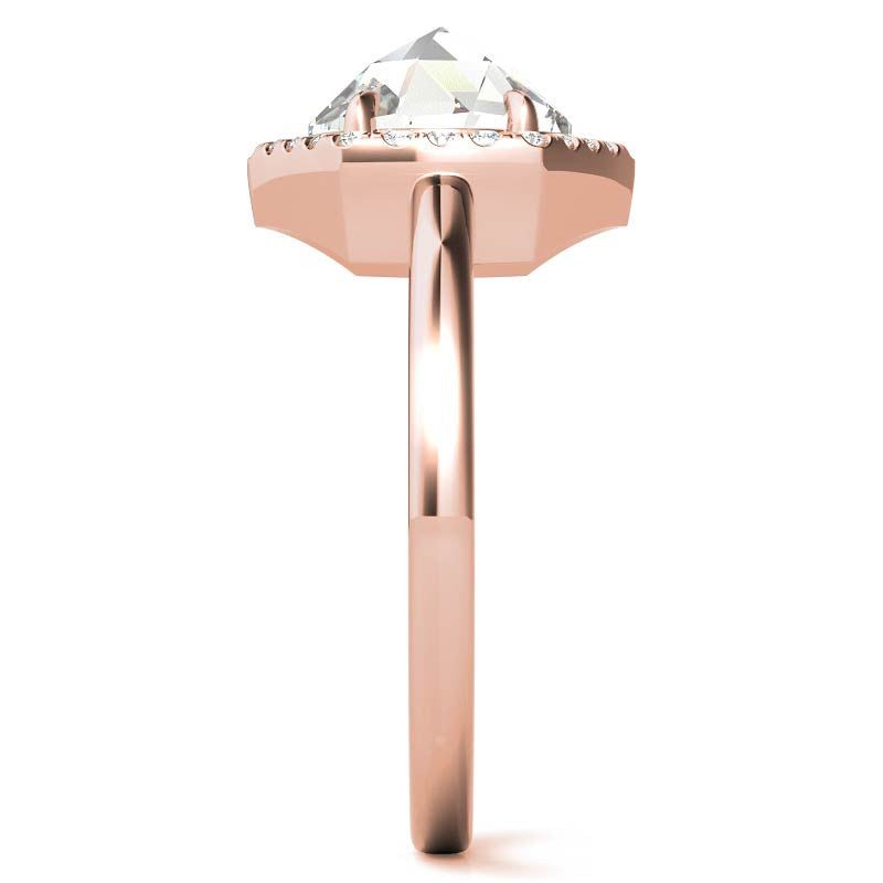 Rose Moissanite Hexagon Halo Engagement Ring
