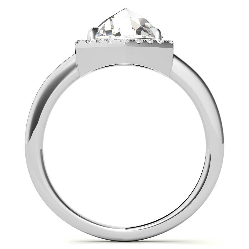 Rose Moissanite Hexagon Halo Engagement Ring