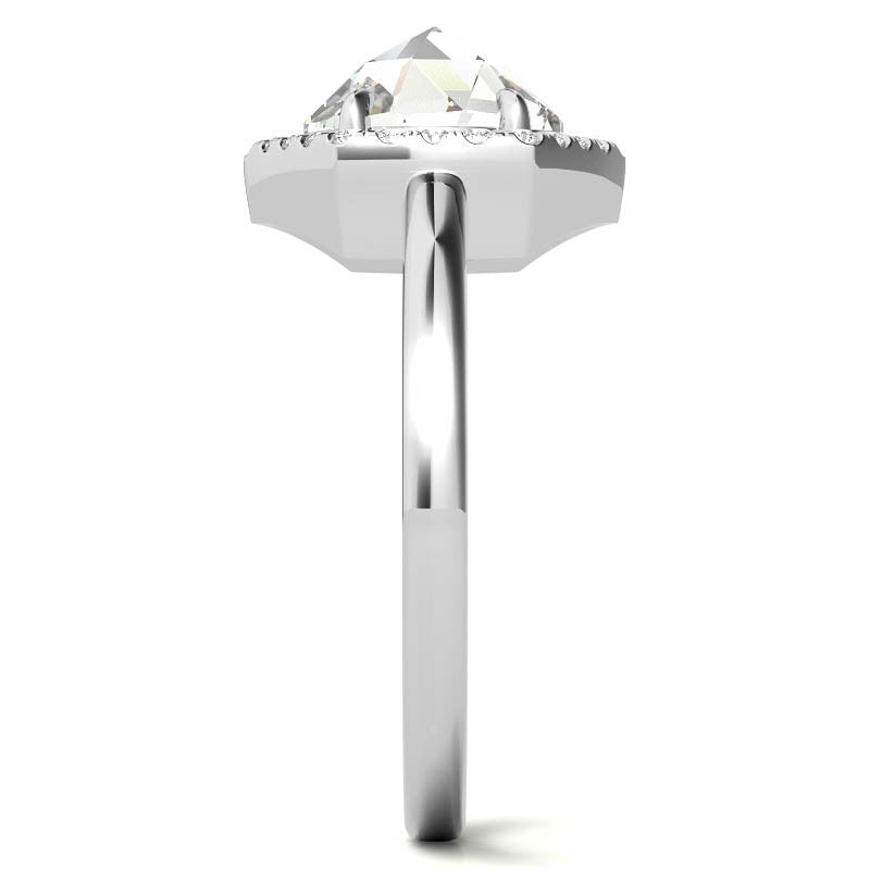 Rose Moissanite Hexagon Halo Engagement Ring