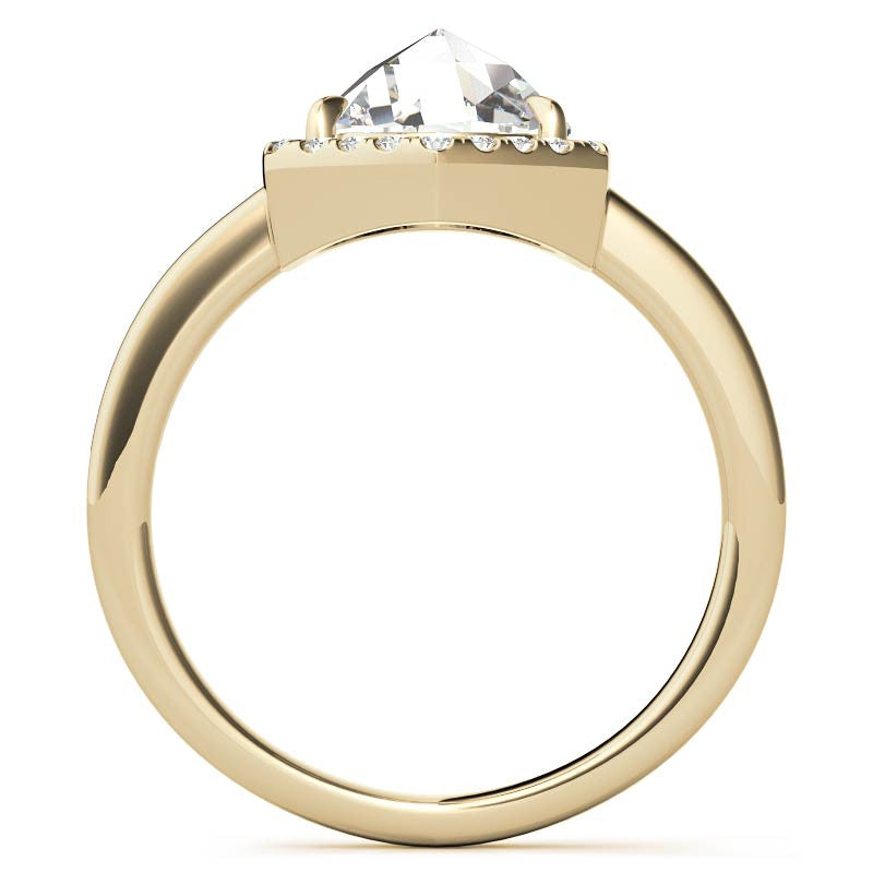 Rose Moissanite Hexagon Halo Engagement Ring