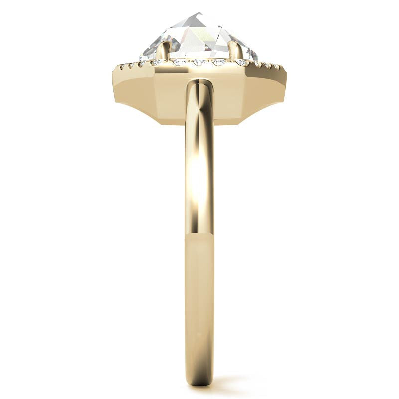Rose Moissanite Hexagon Halo Engagement Ring