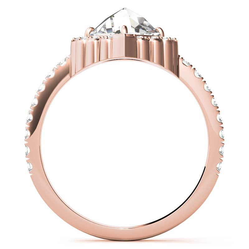 Rose cut Moissanite Halo Engagement Ring
