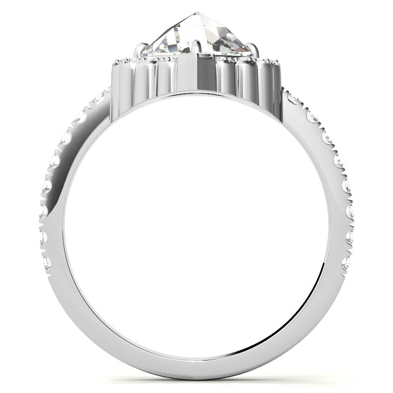 Rose cut Moissanite Halo Engagement Ring