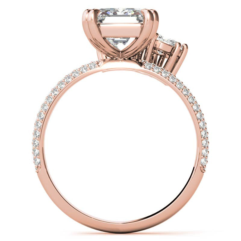 Unique Pave Moissanite Engagement Ring with Pear and Marquise Acce
