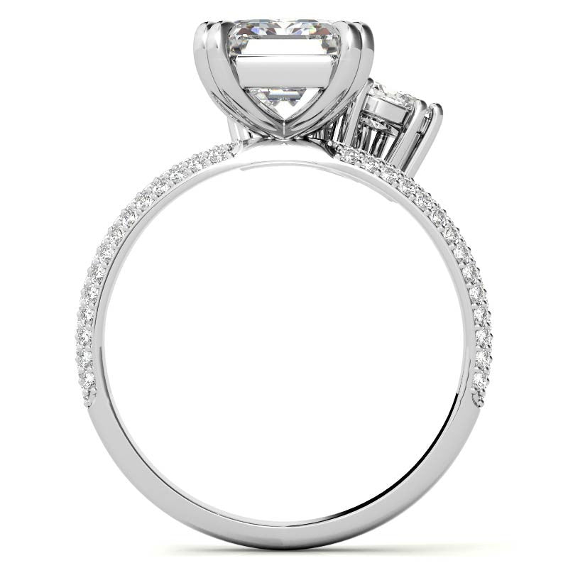 Unique Pave Moissanite Engagement Ring with Pear and Marquise Acce