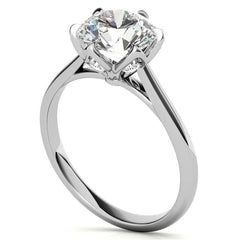 Round 6-Prong Accented Cathedral Moissanite Solitaire Ring with