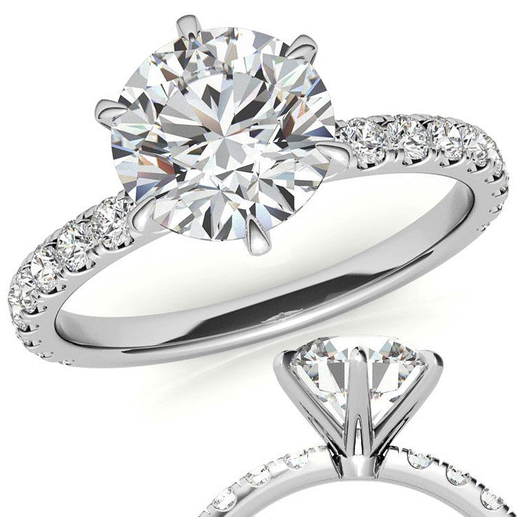 Round 6-Prong Moissanite U-Prong Engagement Ring