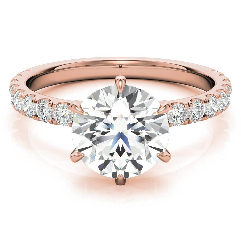 Round 6-Prong Moissanite U-Prong Engagement Ring