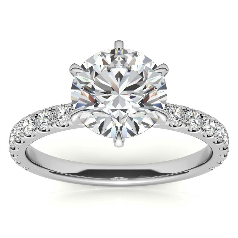 Round 6-Prong Moissanite U-Prong Engagement Ring