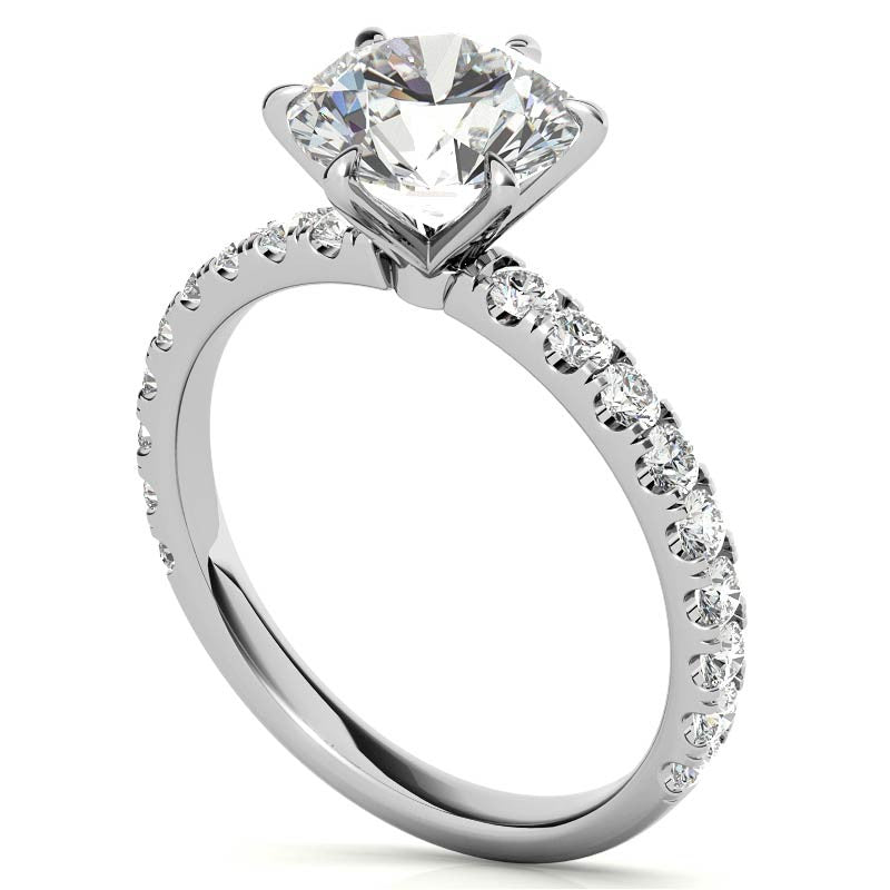 Round 6-Prong Moissanite U-Prong Engagement Ring