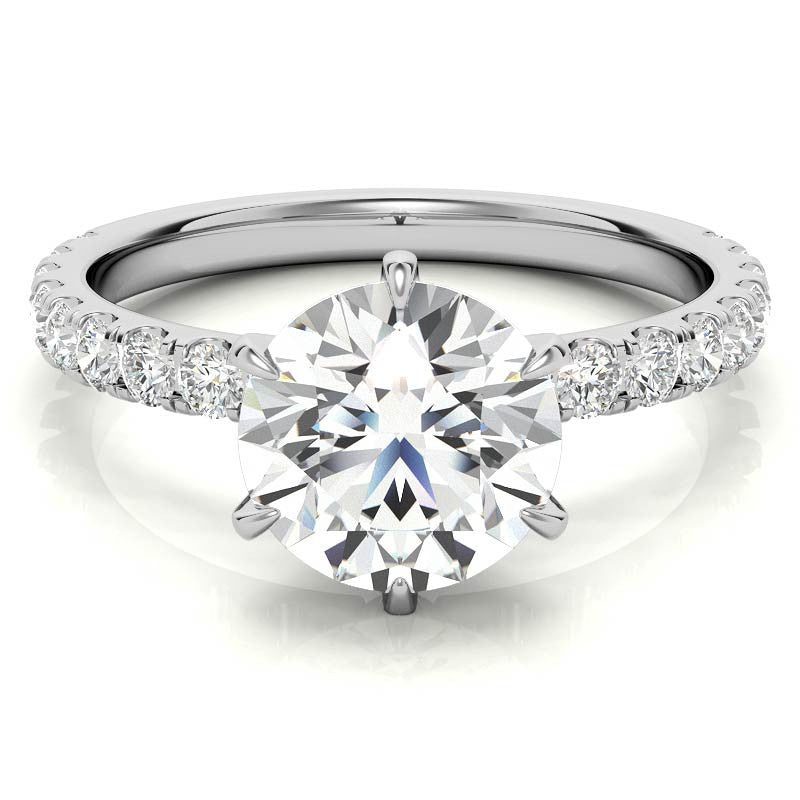 Round 6-Prong Moissanite U-Prong Engagement Ring