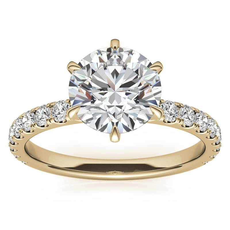 Round 6-Prong Moissanite U-Prong Engagement Ring