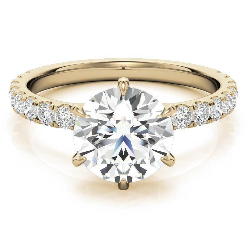Round 6-Prong Moissanite U-Prong Engagement Ring