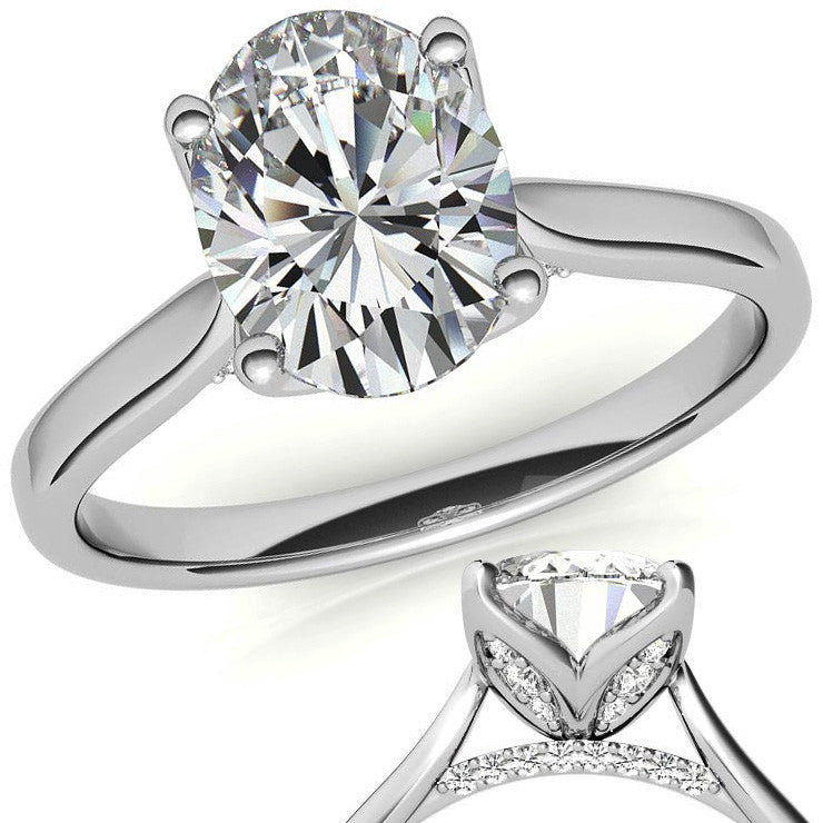 Oval Accented Tulip Moissanite Engagement Ring