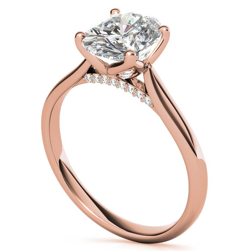 Oval Accented Tulip Moissanite Engagement Ring