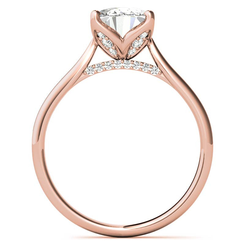 Oval Accented Tulip Moissanite Engagement Ring