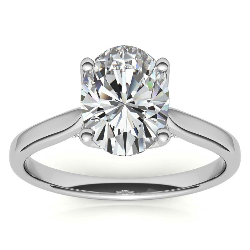 Oval Accented Tulip Moissanite Engagement Ring