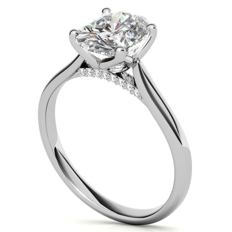 Oval Accented Tulip Moissanite Engagement Ring