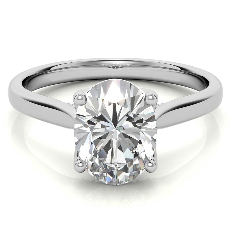 Oval Accented Tulip Moissanite Engagement Ring