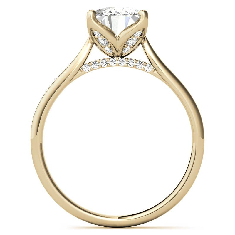 Oval Accented Tulip Moissanite Engagement Ring