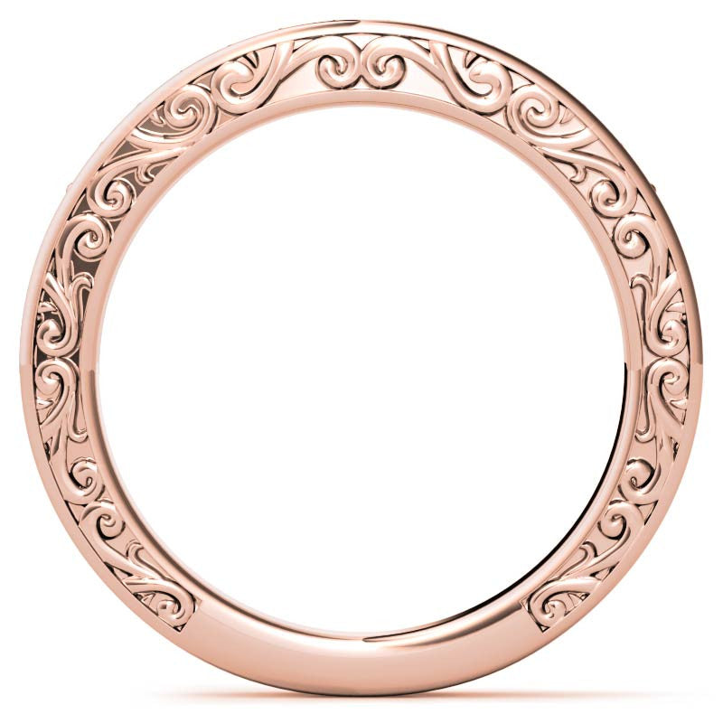 Scroll Design Round Celtic Knot Moissanite Engagement Ring