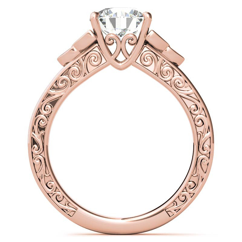 Scroll Design Round Celtic Knot Moissanite Engagement Ring