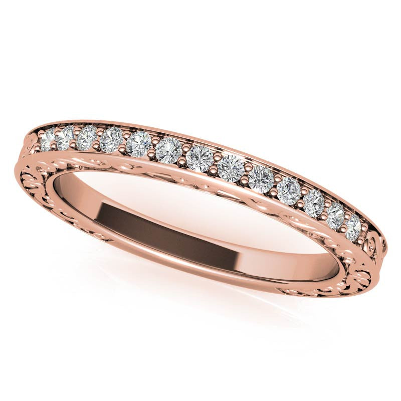 Scroll Design Round Celtic Knot Moissanite Engagement Ring