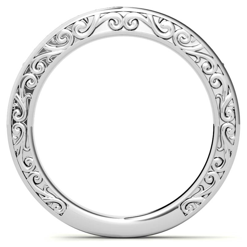 Scroll Design Round Celtic Knot Moissanite Engagement Ring