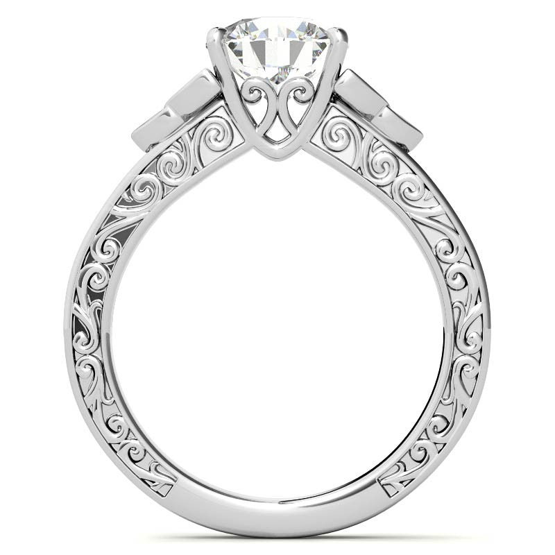 Scroll Design Round Celtic Knot Moissanite Engagement Ring