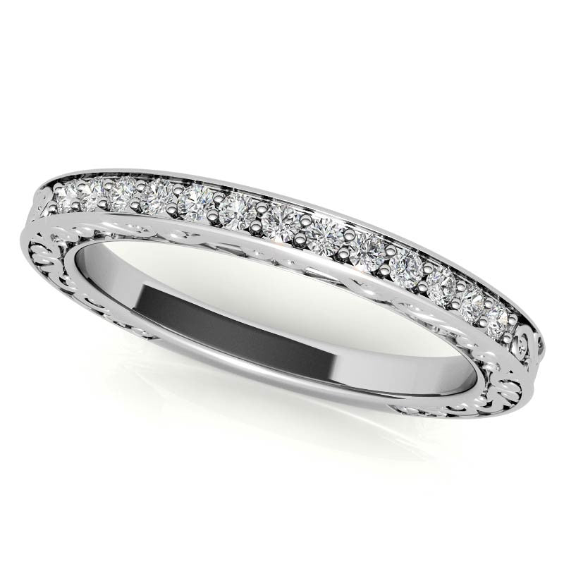 Scroll Design Round Celtic Knot Moissanite Engagement Ring
